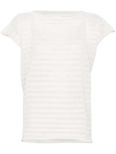 Issey Miyake Mesh Knitted Top In White