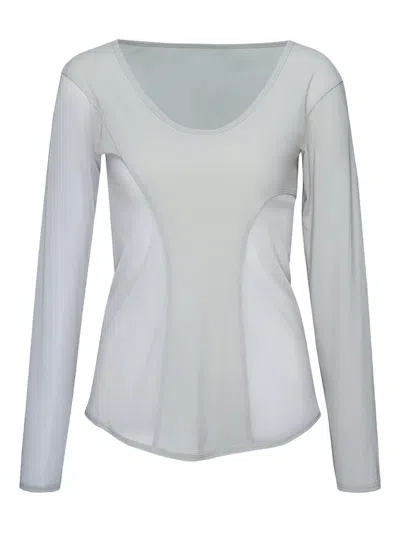 Issey Miyake Mesh-panel Long-sleeve Shirt In White