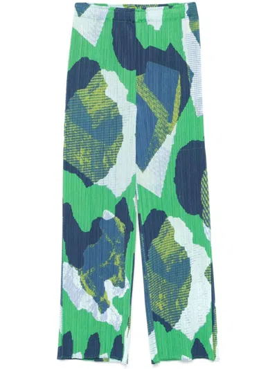 Issey Miyake Meteorite Trousers In Green