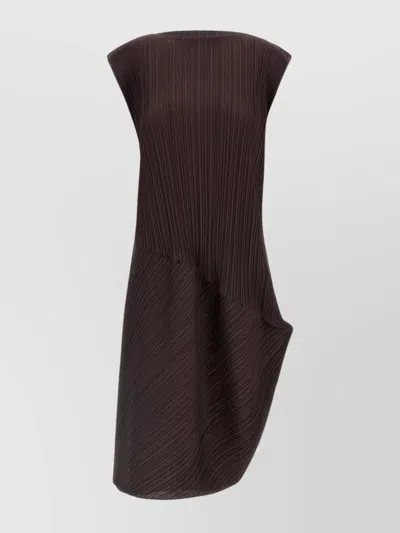ISSEY MIYAKE MIDI DRESS WITH ASYMMETRIC HEM AND CAP SLEEVES