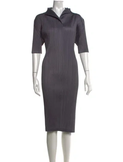 Pre-owned Issey Miyake Midi Length Dress In Grey