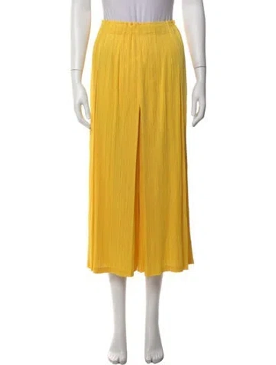 Pre-owned Issey Miyake Midi Length Skirt In Yellow