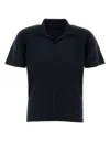 Issey Miyake Midnight Blue Polyester Polo Shirt In Black