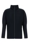 Issey Miyake Ns Navy High-neck Two-slip-pockets Slim-fit Knitted Jacket In Navy