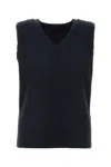Issey Miyake Tank Top Ribbed Texture Sleeveless V-neckline In Blue