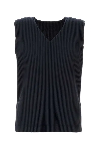 ISSEY MIYAKE MIDNIGHT BLUE POLYESTER TANK TOP