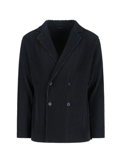 Issey Miyake Minimalist Black Jacket With Cut