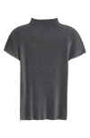 Issey Miyake Mist Basics Pleated Funnel Neck Top In Light Gray