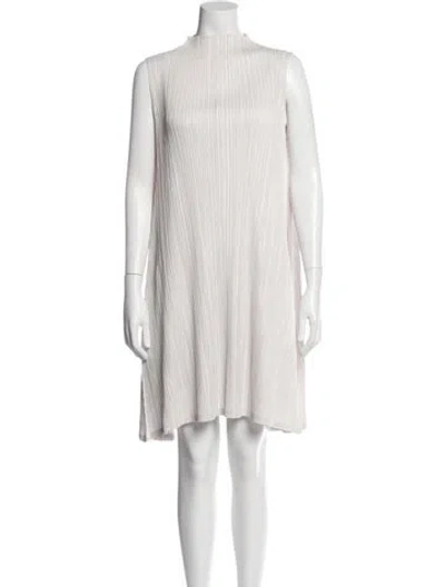Pre-owned Issey Miyake Mock Neck Knee-length Dress In White