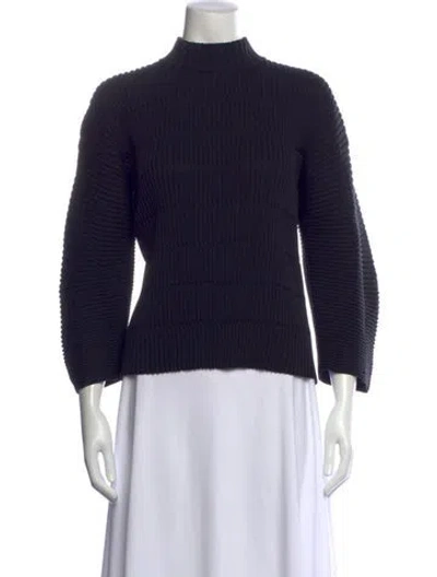 Pre-owned Issey Miyake Mock Neck Long Sleeve Top In Black