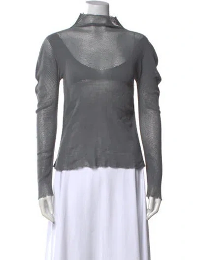 Pre-owned Issey Miyake Mock Neck Long Sleeve Top In Grey