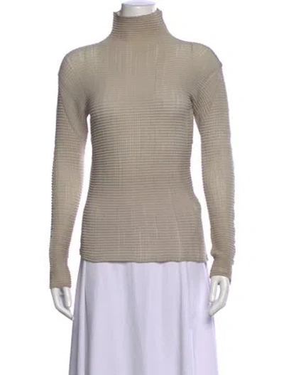 Pre-owned Issey Miyake Mock Neck Long Sleeve Top In Neutral