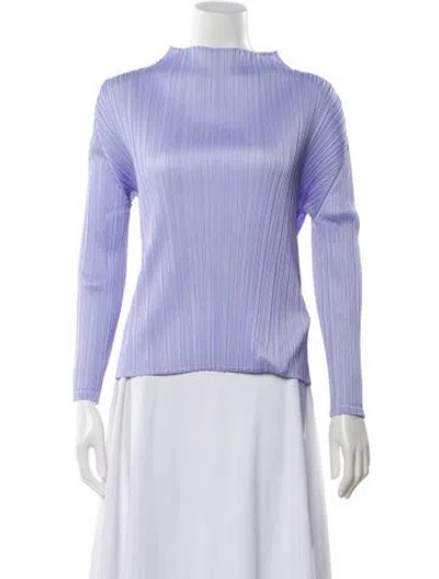Pre-owned Issey Miyake Mock Neck Long Sleeve Top In Purple