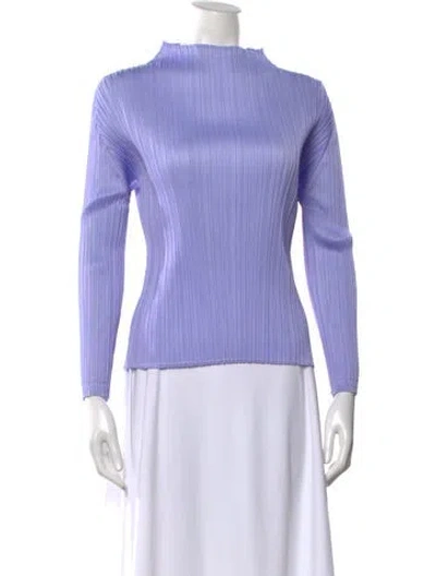 Pre-owned Issey Miyake Mock Neck Long Sleeve Top In Purple