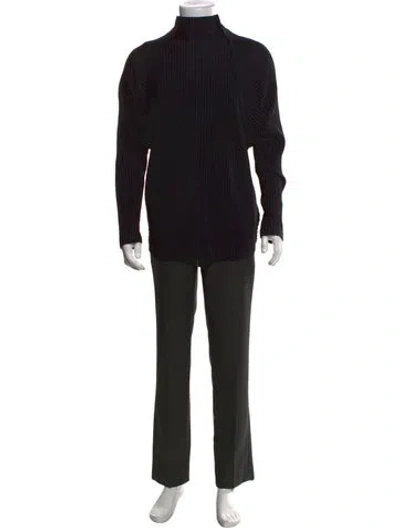 Pre-owned Issey Miyake Mock Neck Long Sleeve T-shirt In Black