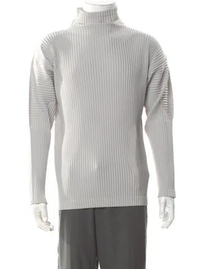 Pre-owned Issey Miyake Mock Neck Long Sleeve T-shirt In Grey