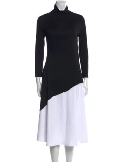 Pre-owned Issey Miyake Mock Neck Long Sleeve Tunic In Black