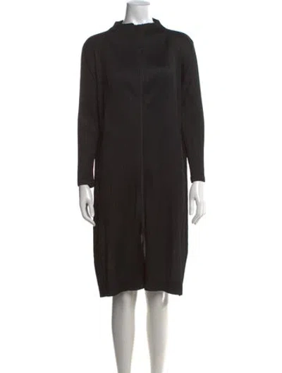 Pre-owned Issey Miyake Mock Neck Midi Length Dress In Black