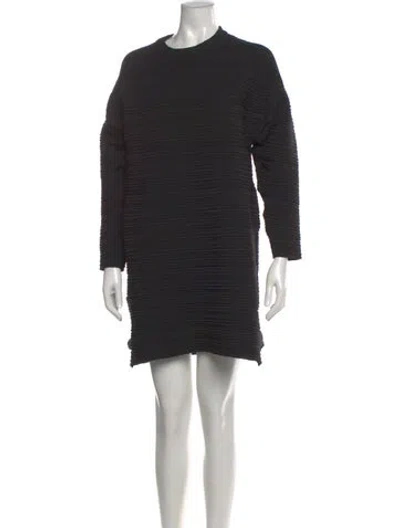 Pre-owned Issey Miyake Mock Neck Mini Dress In Black