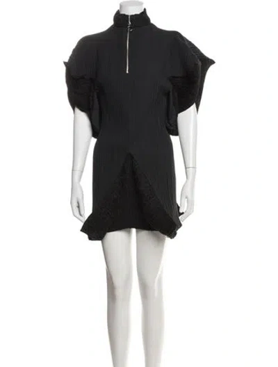 Pre-owned Issey Miyake Mock Neck Mini Dress In Black