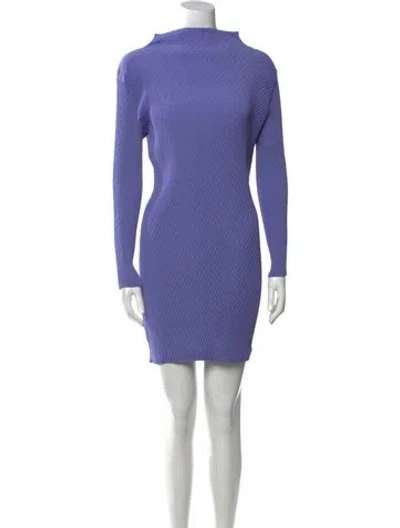 Pre-owned Issey Miyake Mock Neck Mini Dress In Purple