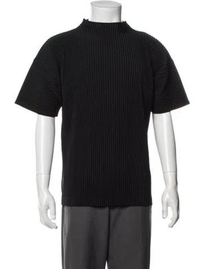Pre-owned Issey Miyake Mock Neck Short Sleeve T-shirt In Black