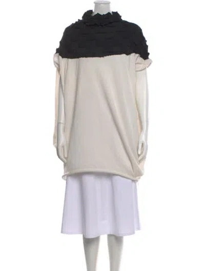 Pre-owned Issey Miyake Mock Neck Short Sleeve Tunic In Multi
