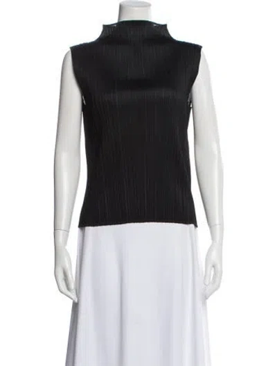 Pre-owned Issey Miyake Mock Neck Sleeveless Top In Black