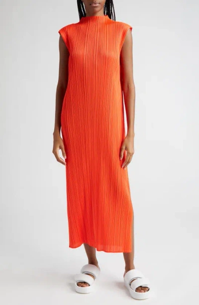Issey Miyake Monthly Colors April Pleated Dress In Rot