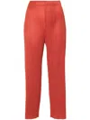 Issey Miyake Pleated Cropped Trousers In Orange