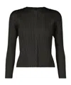 Issey Miyake Black Rib Pleats January Cardigan In Black