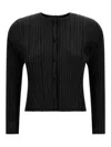 Issey Miyake August Knit Cardigan Crew Neck In Black
