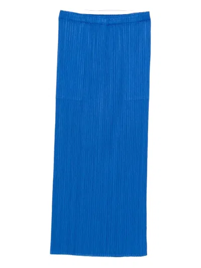 Issey Miyake Monthly Colors: August Pleated-pocket Midi Skirt In Blue