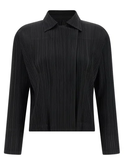 Issey Miyake Pleated Jacket In Black