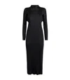 Issey Miyake Womens Pleated High-neck Knitted Midi Dress Black In Black