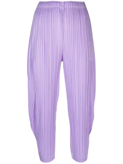 Issey Miyake Mc July Pleated Cropped Trousers In Purple