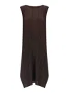 Issey Miyake July Midi Dress Round Neckline In Brown