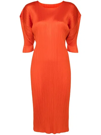 Issey Miyake Monthly Colors: July Midi Dress In Orange