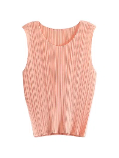 Issey Miyake Monthly Colors July Pleated Sleeveless Top In Pink