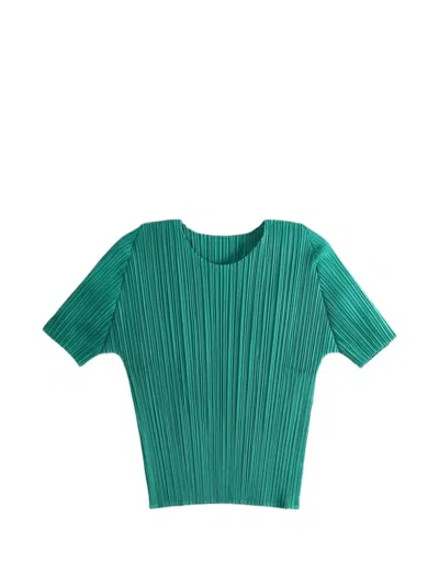 Issey Miyake Monthly Colors July Pleated Top In Green