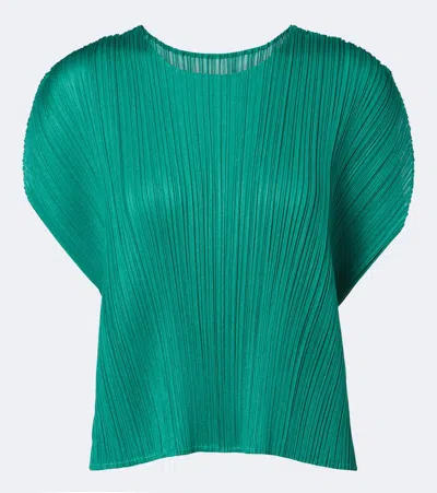 Issey Miyake Monthly Colors: July Pleated Top In Green