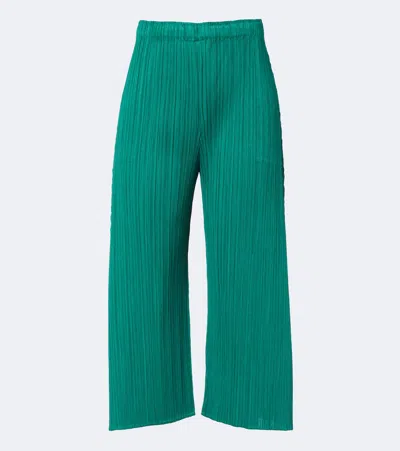 Issey Miyake Monthly Colors: July Pleated Wide-leg Pants In Green