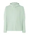 Issey Miyake Pleated Hooded Jacket In Blue