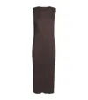 Issey Miyake Womens Navy Column Sleeveless Knitted Midi Dress