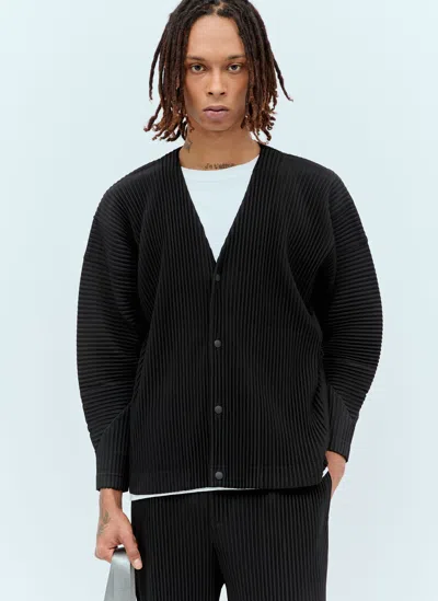 Issey Miyake Monthly Colors: March Pleated Cardigan In Black