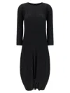 Issey Miyake October Series Dress Midi Three Quarter Sleeves In Black