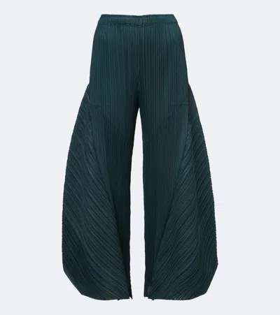 Issey Miyake Monthly Colors: October Pleated Barrel-leg Pants In Dark Green