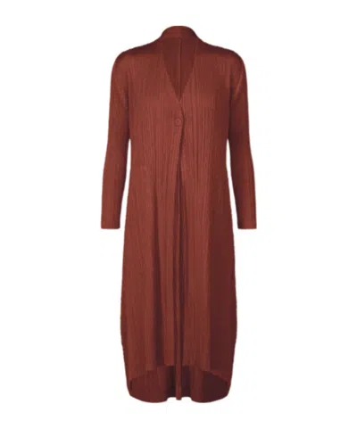Issey Miyake Monthly Colors: October Pleated-button Coat In Brown