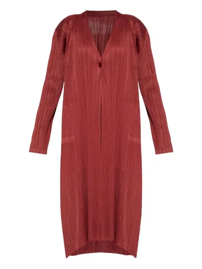 Issey Miyake Monthly Colors: October Pleated-button Coat In Red