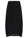Issey Miyake October Midi Skirt Elastic Waistband In Black